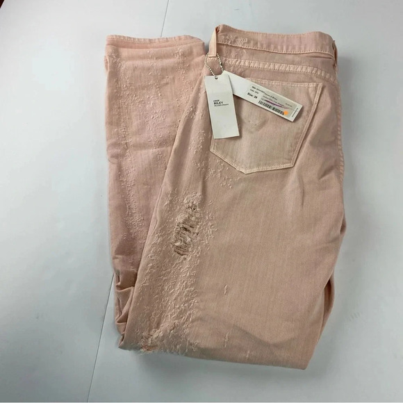Hudson Womens 28 Crop Riley Relaxed Straight Peach Distressed Jeans NWT - Picture 1 of 9